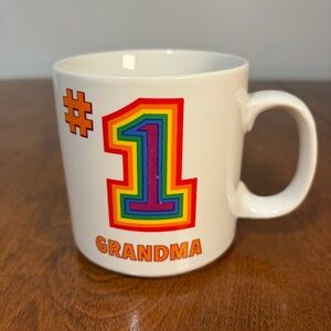 #1 Grandma White Ceramic Mug with Rainbow Graphic
